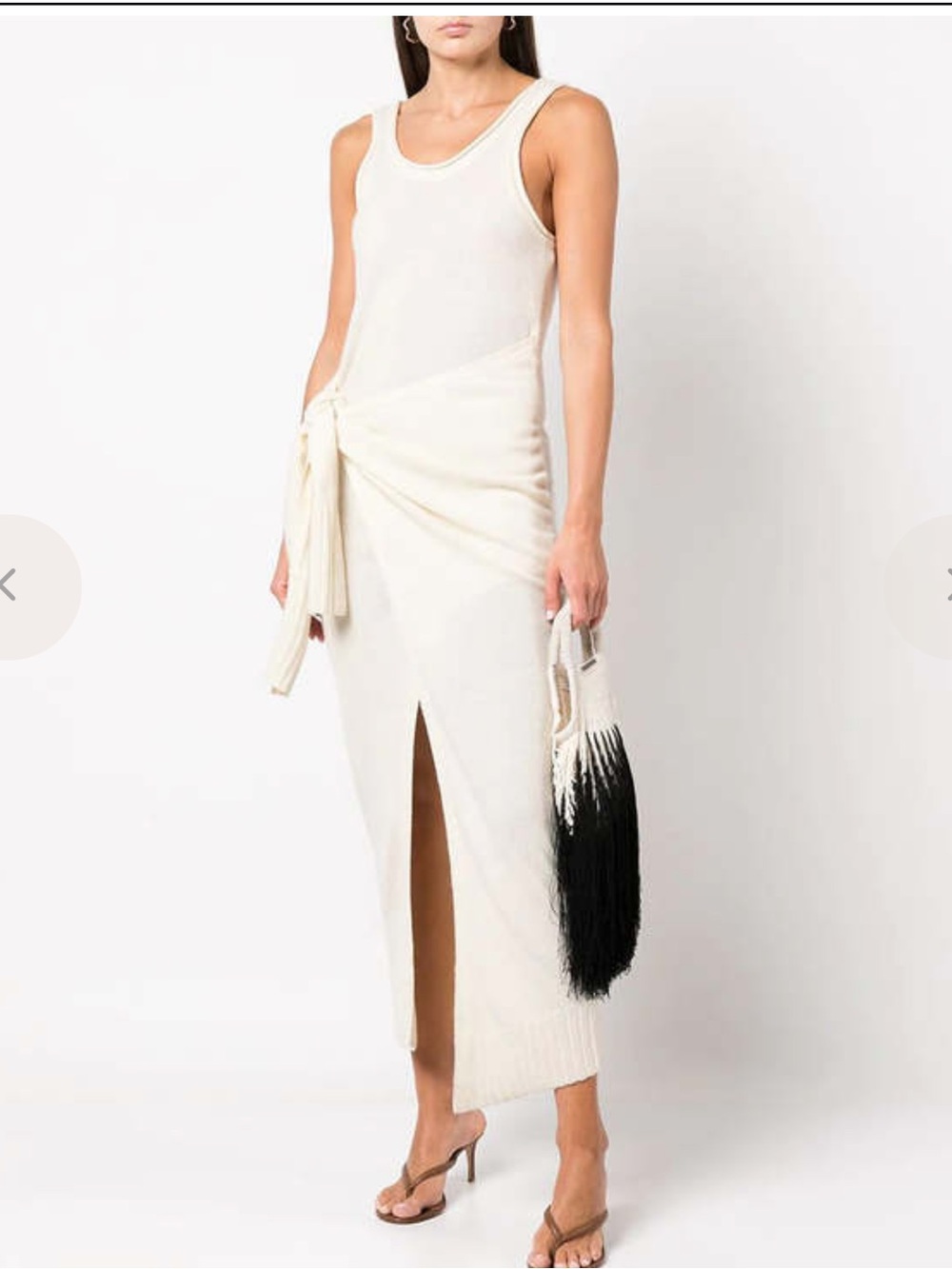 Jonathan Simkhai Sz XS Dress Ivory Sleeveless Knit Midi Cashmere Wrap Luxury